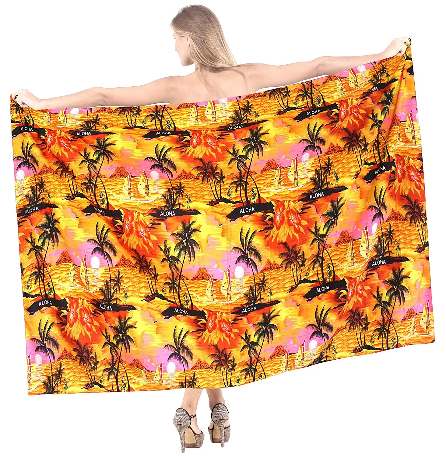 LA LEELA Women's Beach Bikini Cover up Wrap Bathing Suit Sarong 14 Plus Size