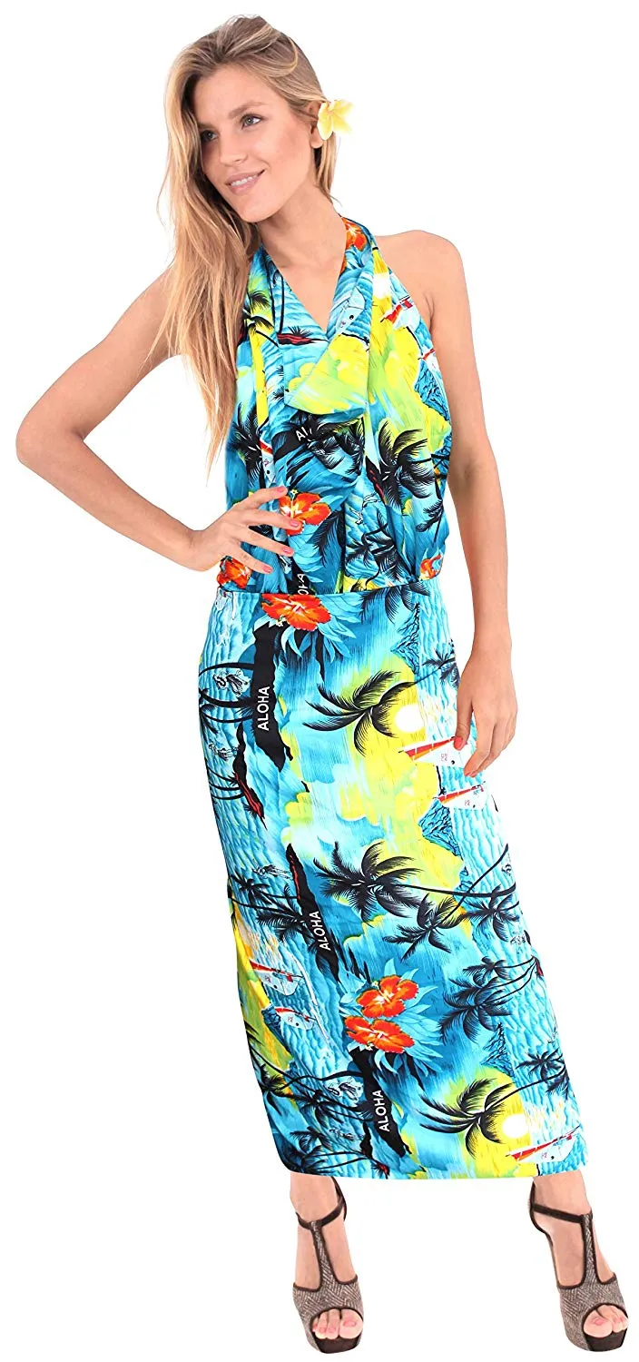 LA LEELA Women's Beach Bikini Cover up Wrap Bathing Suit Sarong 14 Plus Size