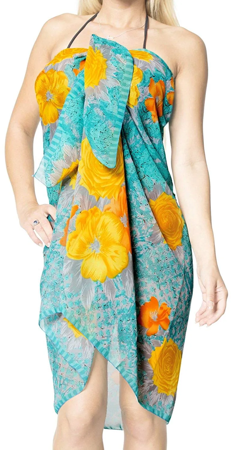 LA LEELA Women's Bikini Wrap Cover up Swimsuit Sarong Dress Digital ONE Size