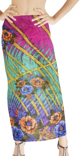 LA LEELA Women's Bikini Wrap Cover up Swimsuit Sarong Dress Digital ONE Size