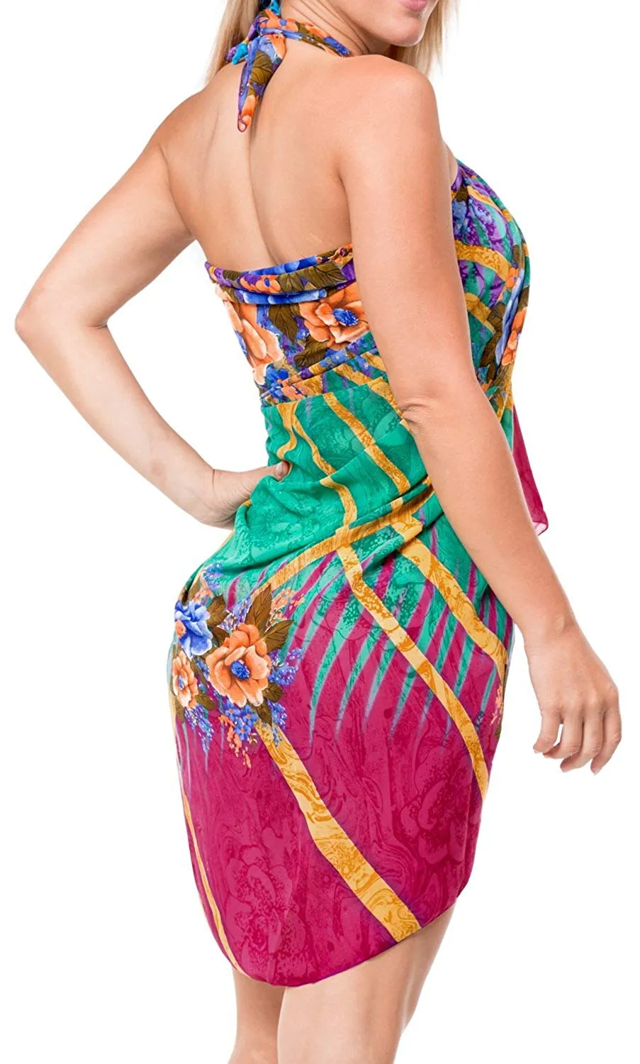 LA LEELA Women's Bikini Wrap Cover up Swimsuit Sarong Dress Digital ONE Size