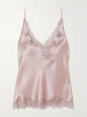 Lace-trimmed silk-satin camisole