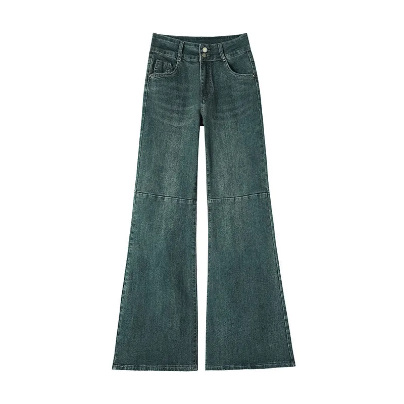 Lanfubeisi 2000s fashion High Waist Narrow Wide-Leg Jeans Women's Autumn New Loose Slimming Flared Pants without Leg Sticking