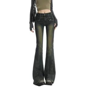 Lanfubeisi 2000s fashion Skinny Jeans Women's Autumn High Waist Slimming Hot Girl Horseshoe Flared Pants Spring and Autumn