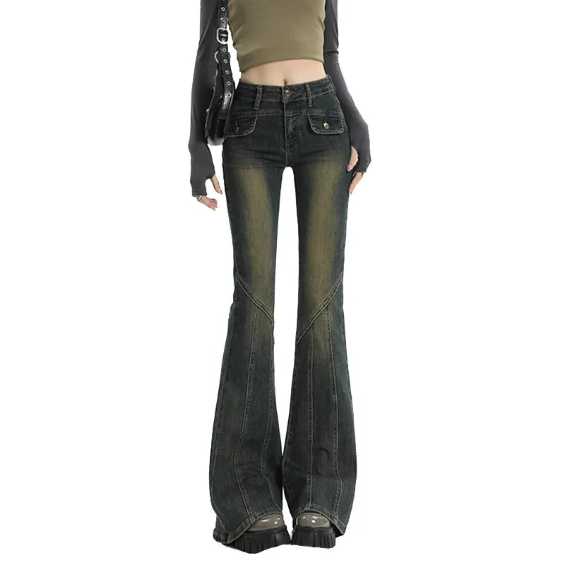 Lanfubeisi 2000s fashion Skinny Jeans Women's Autumn High Waist Slimming Hot Girl Horseshoe Flared Pants Spring and Autumn