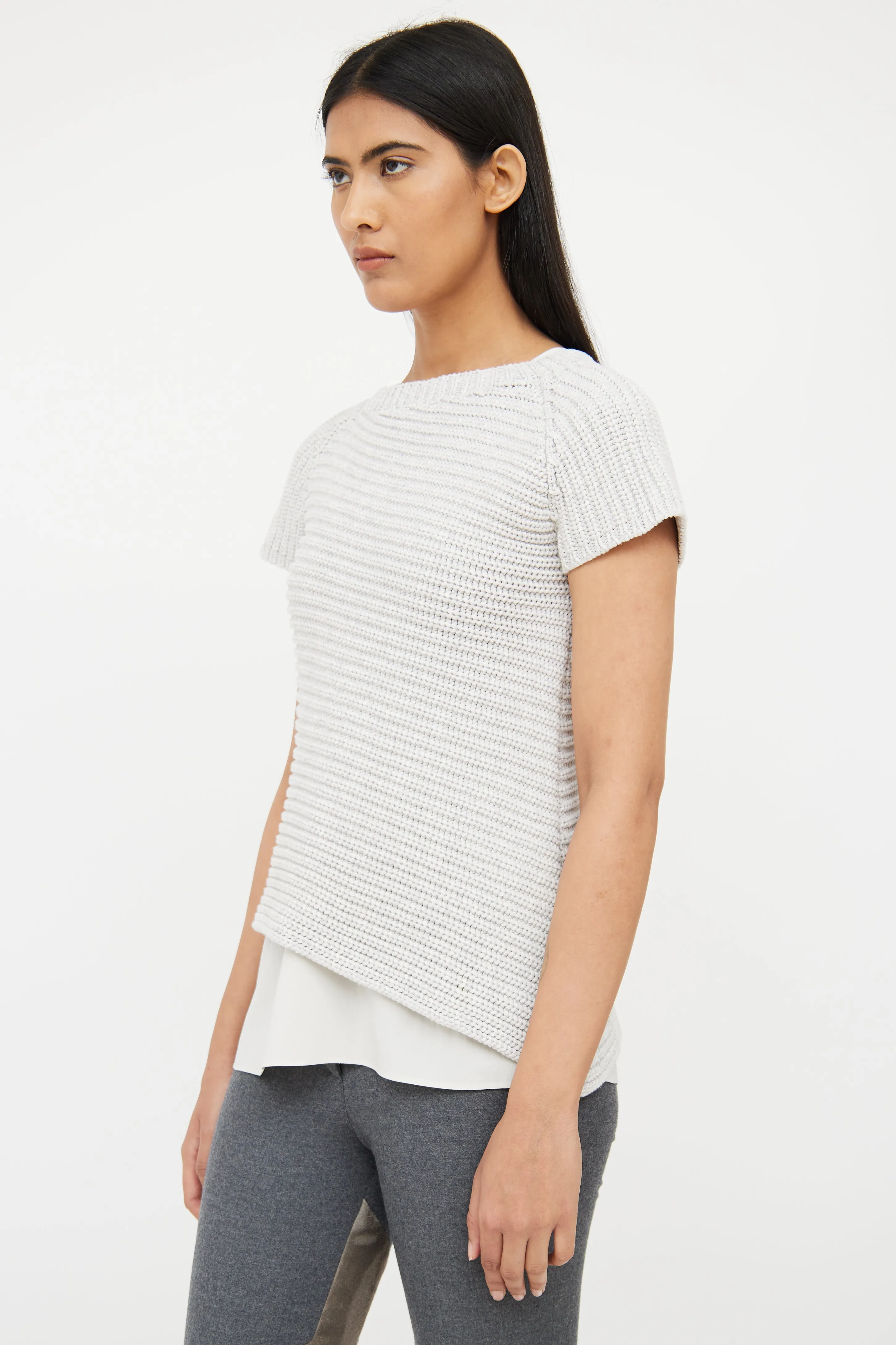 Light Grey Wool Blend Knit Top