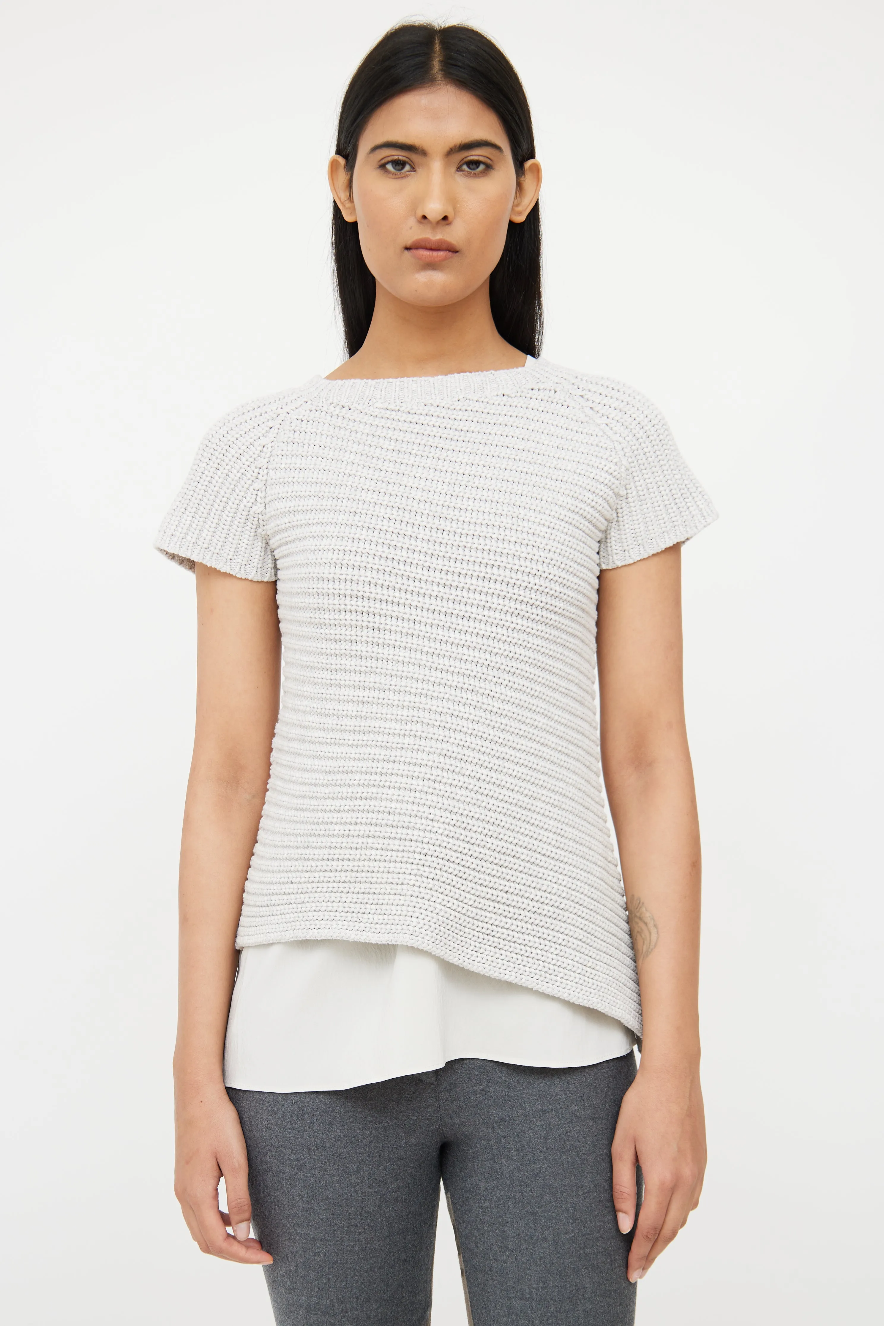 Light Grey Wool Blend Knit Top