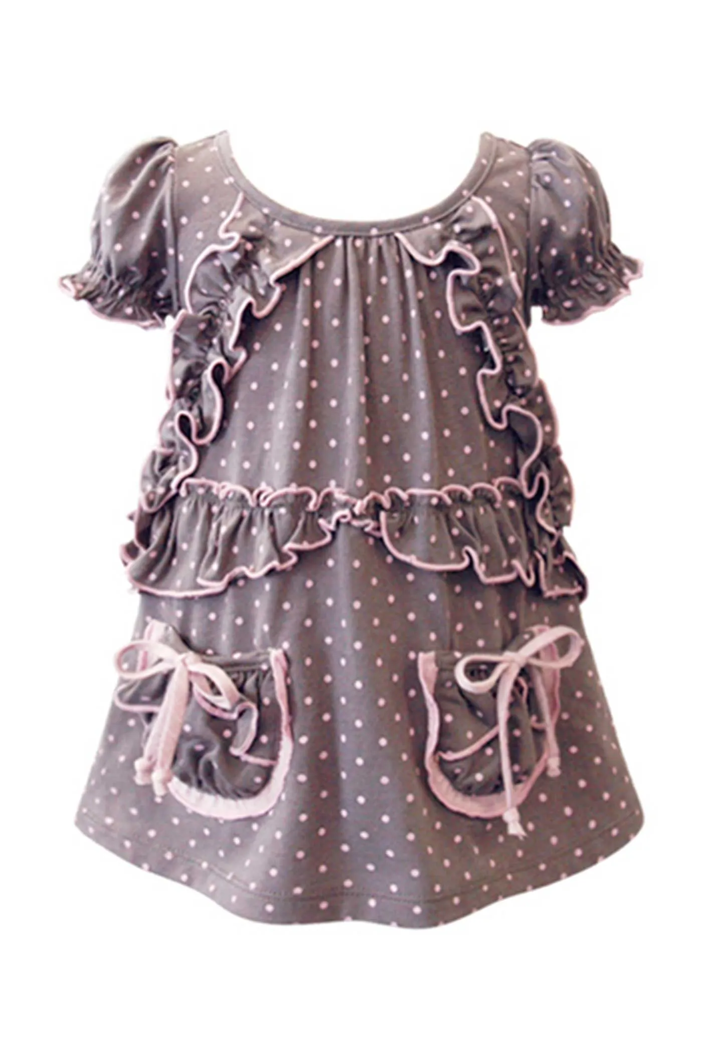 Little Girls Puff Sleeve Polka Dot Dress