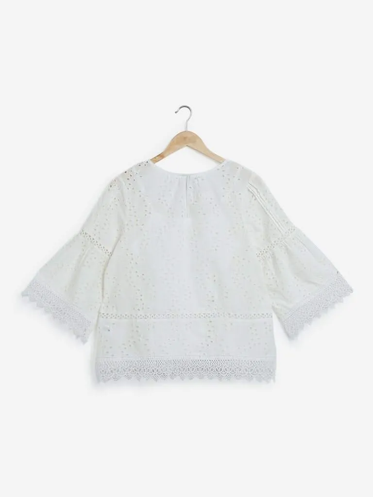 LOV White Velda Cutout Design Top With  Camisole