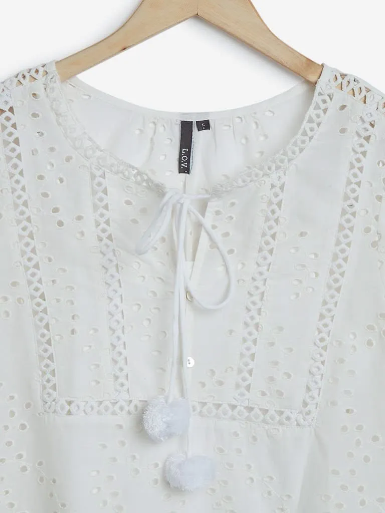 LOV White Velda Cutout Design Top With  Camisole