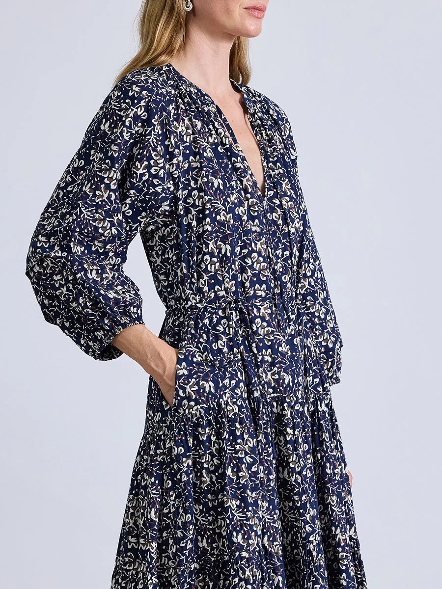 Luminile Tier Maxi Dress in Mira Floral Navy