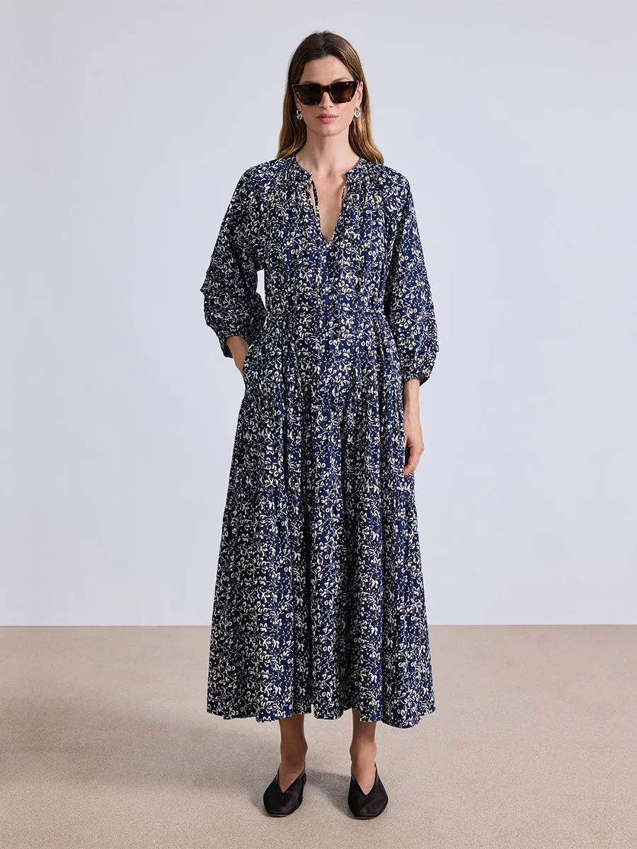 Luminile Tier Maxi Dress in Mira Floral Navy
