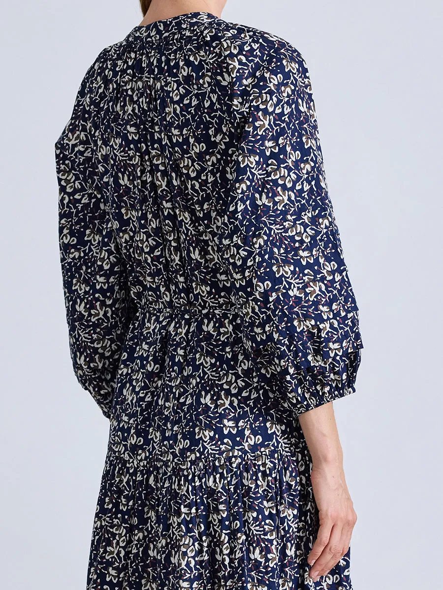 Luminile Tier Maxi Dress in Mira Floral Navy