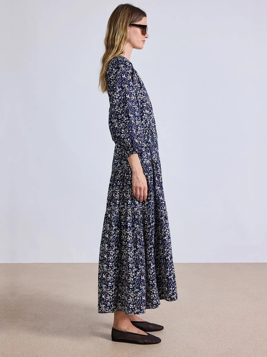 Luminile Tier Maxi Dress in Mira Floral Navy