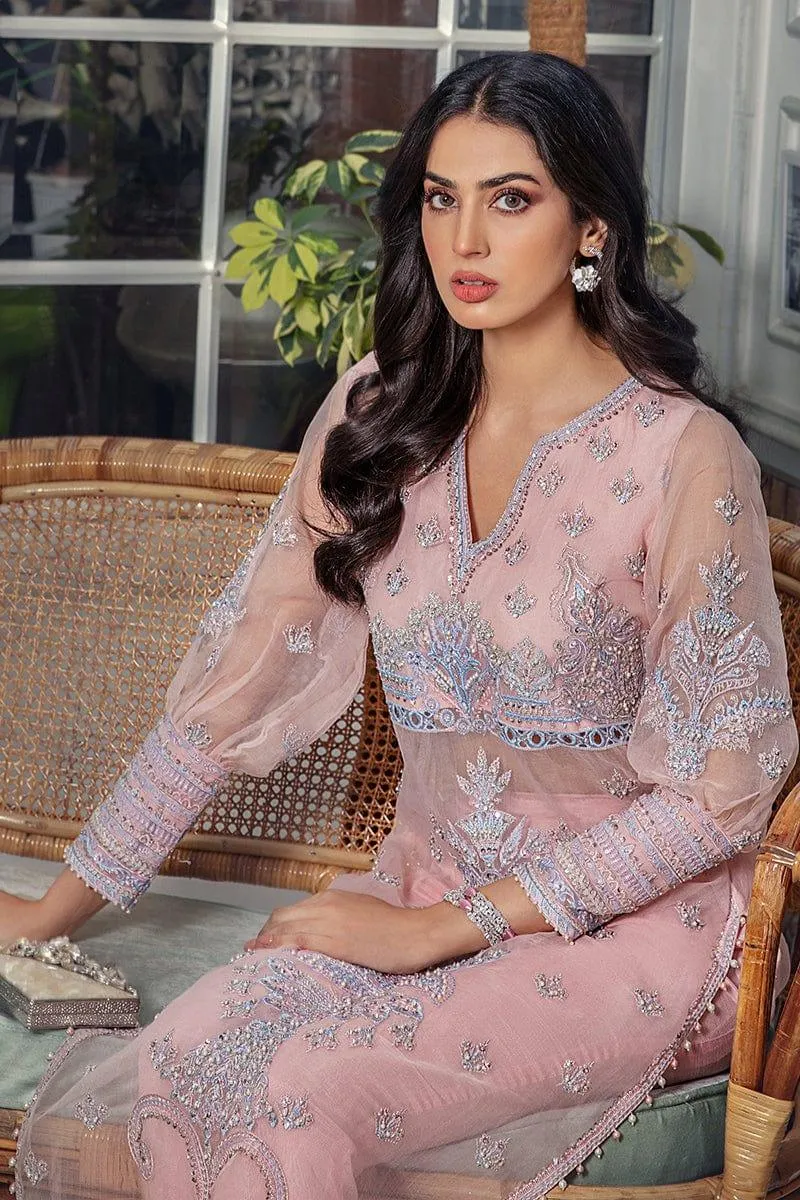 Malook - Leena - Pink - Organza Shirt & Raw Silk Trouser - 2 Piece