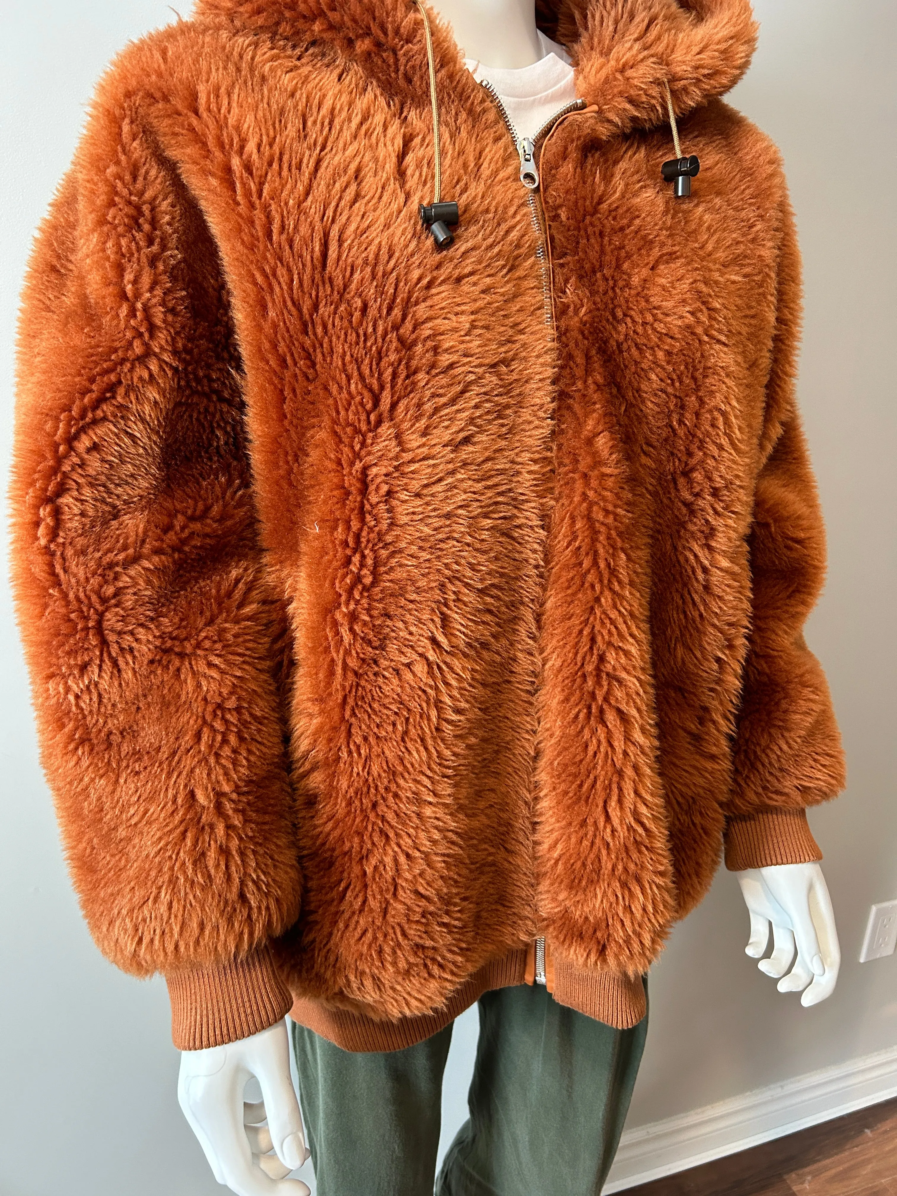 Mateo by Yves Solomon Orange Teddy Coat Oversize 32