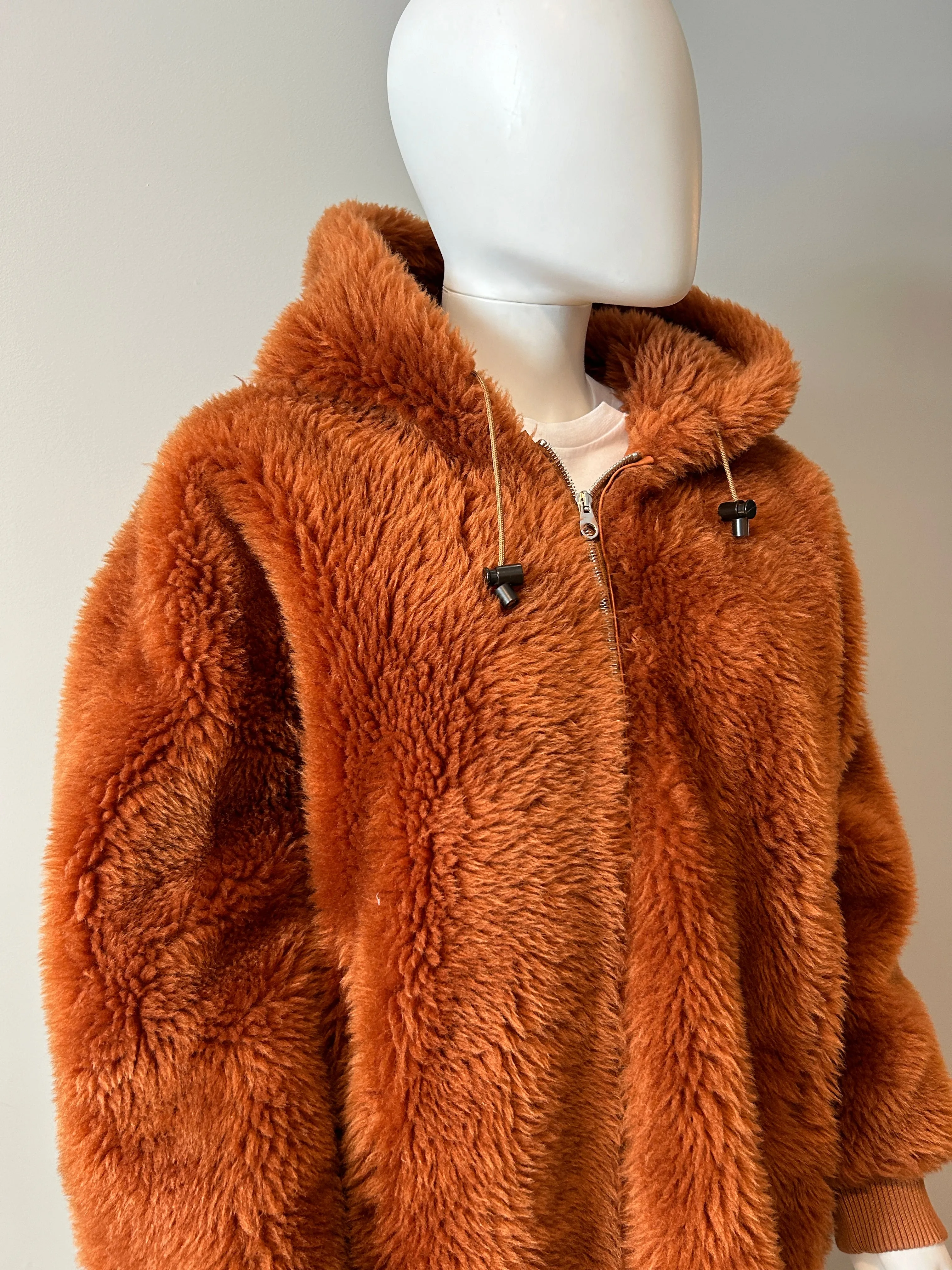 Mateo by Yves Solomon Orange Teddy Coat Oversize 32