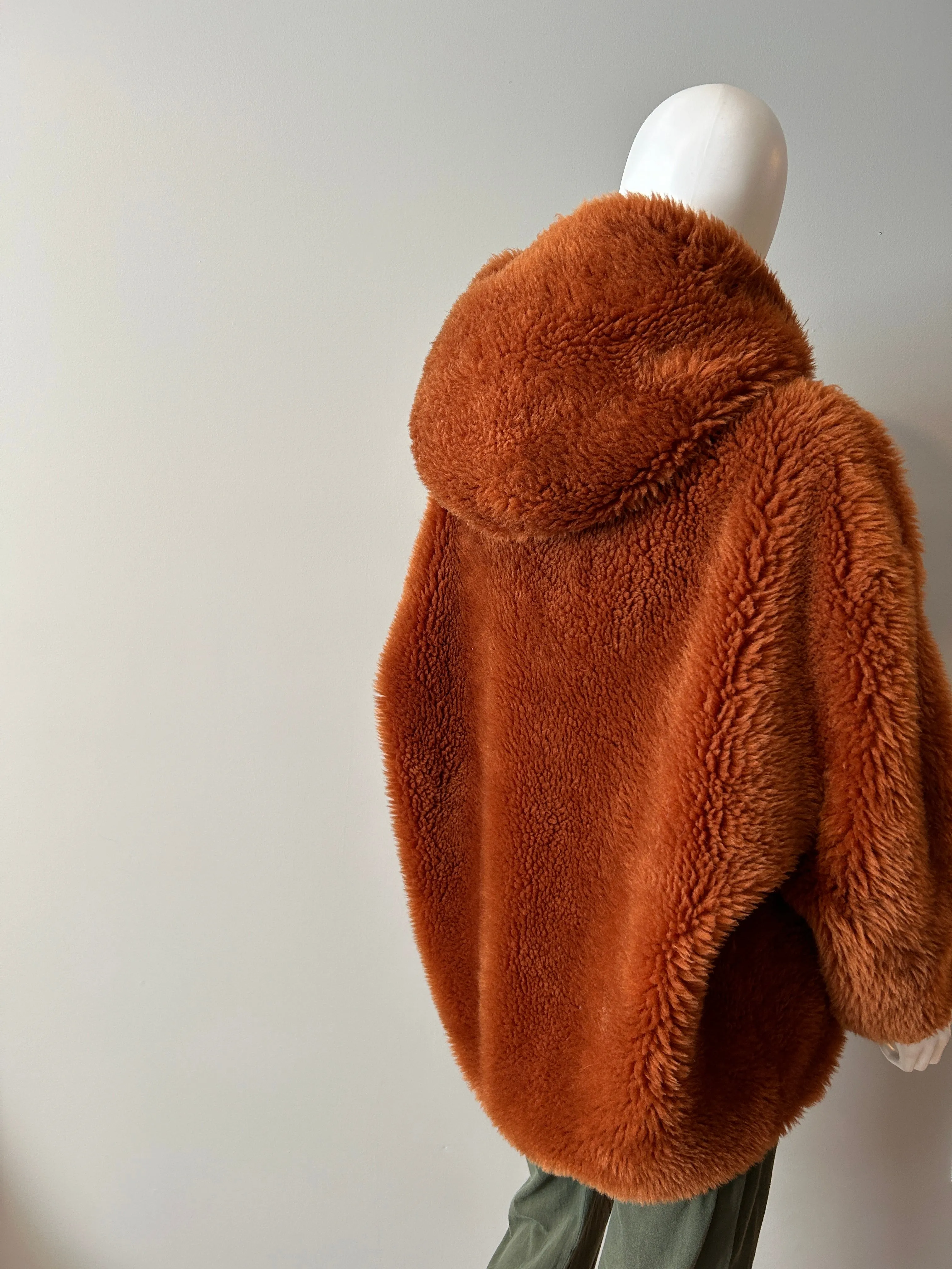 Mateo by Yves Solomon Orange Teddy Coat Oversize 32