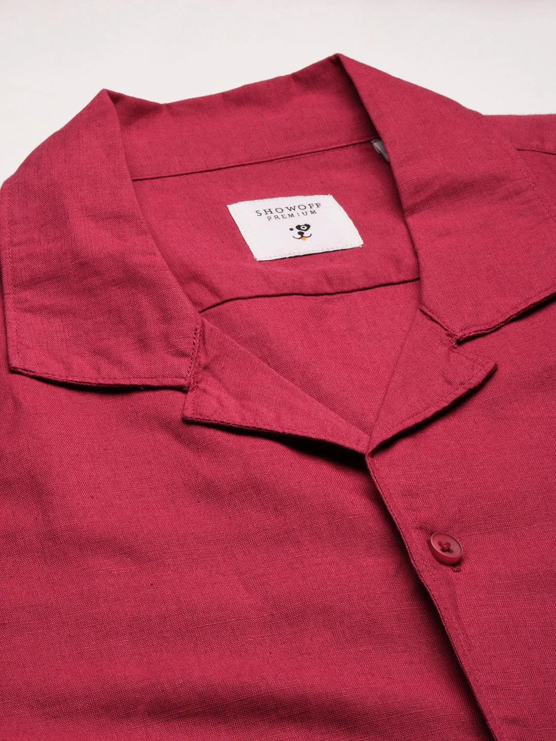 Men Cuban Collar Solid Maroon Casual Shirt
