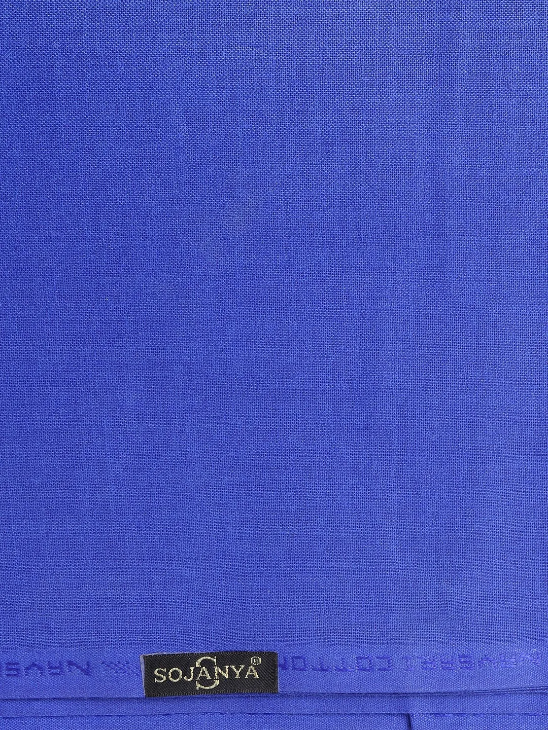 Men's Cotton Unstitched Shirt Fabric Royal Blue 2 Metres - Sojanya