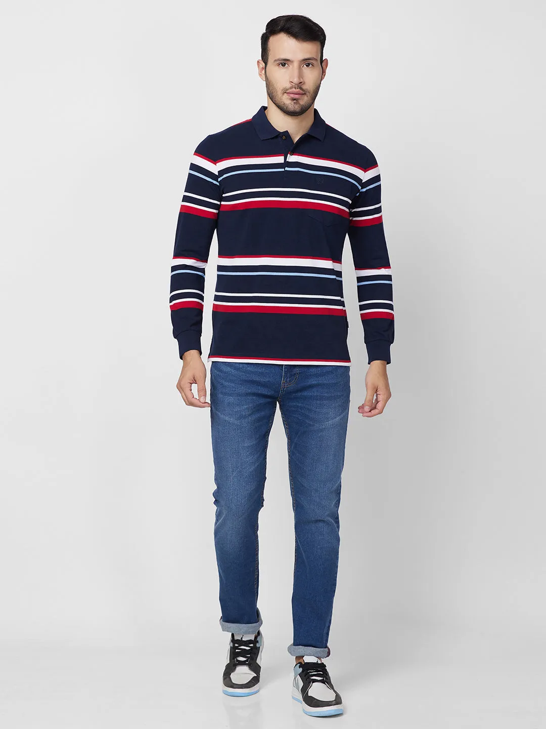 Modern Striped Polo Long sleeve
