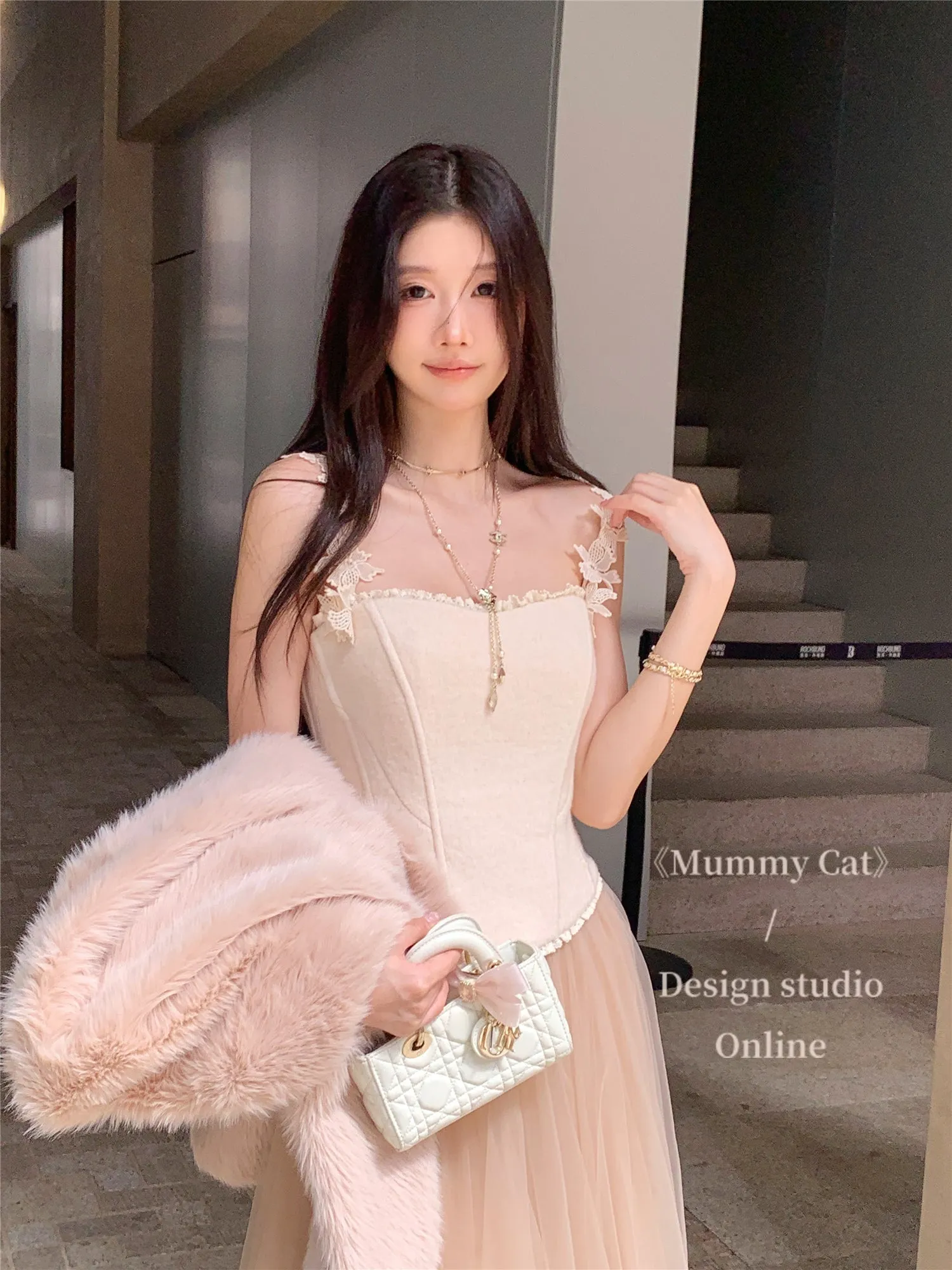 [Mummy Cat] My Soft Angel Floral Wool Corset Top Camisole
