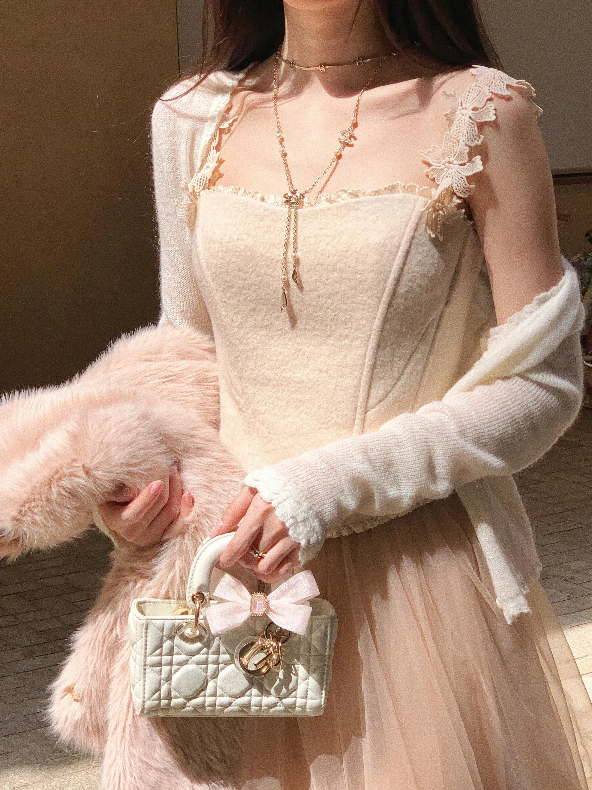 [Mummy Cat] My Soft Angel Floral Wool Corset Top Camisole