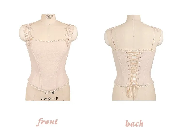 [Mummy Cat] My Soft Angel Floral Wool Corset Top Camisole