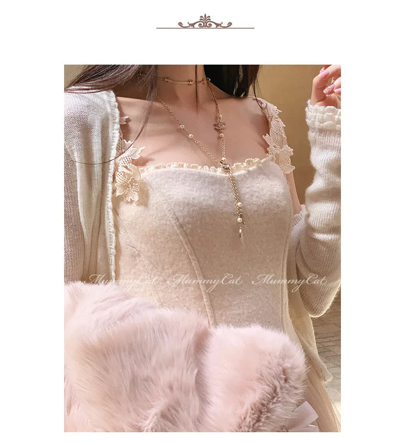 [Mummy Cat] My Soft Angel Floral Wool Corset Top Camisole