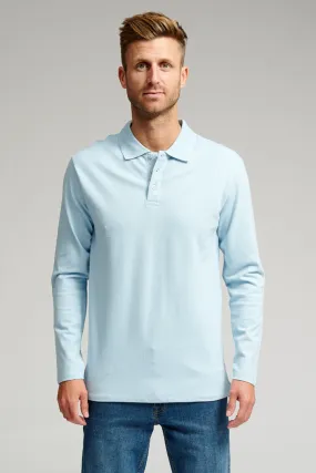 Muscle Long Sleeve Polo Shirt - Light blue