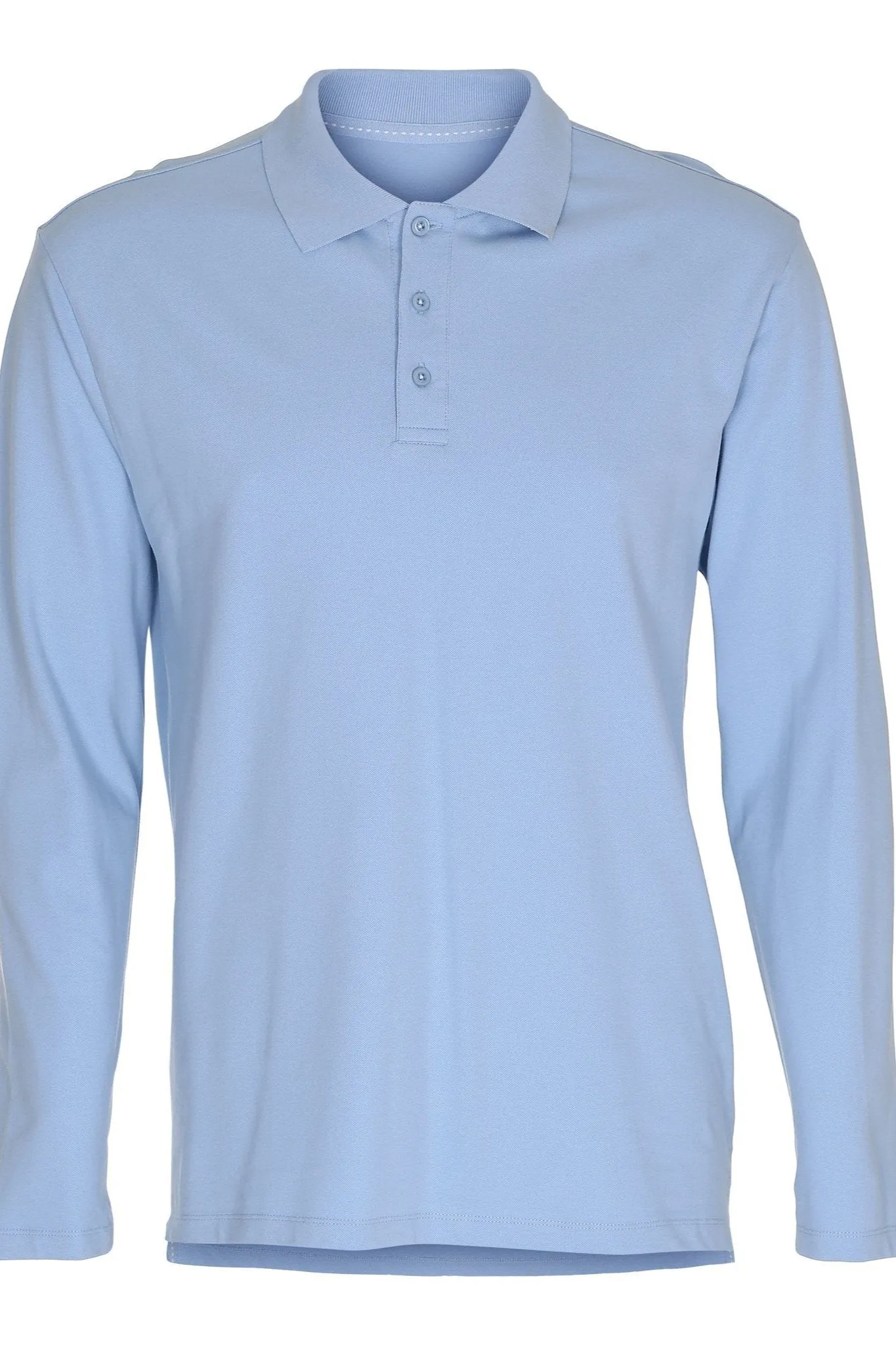 Muscle Long Sleeve Polo Shirt - Light blue