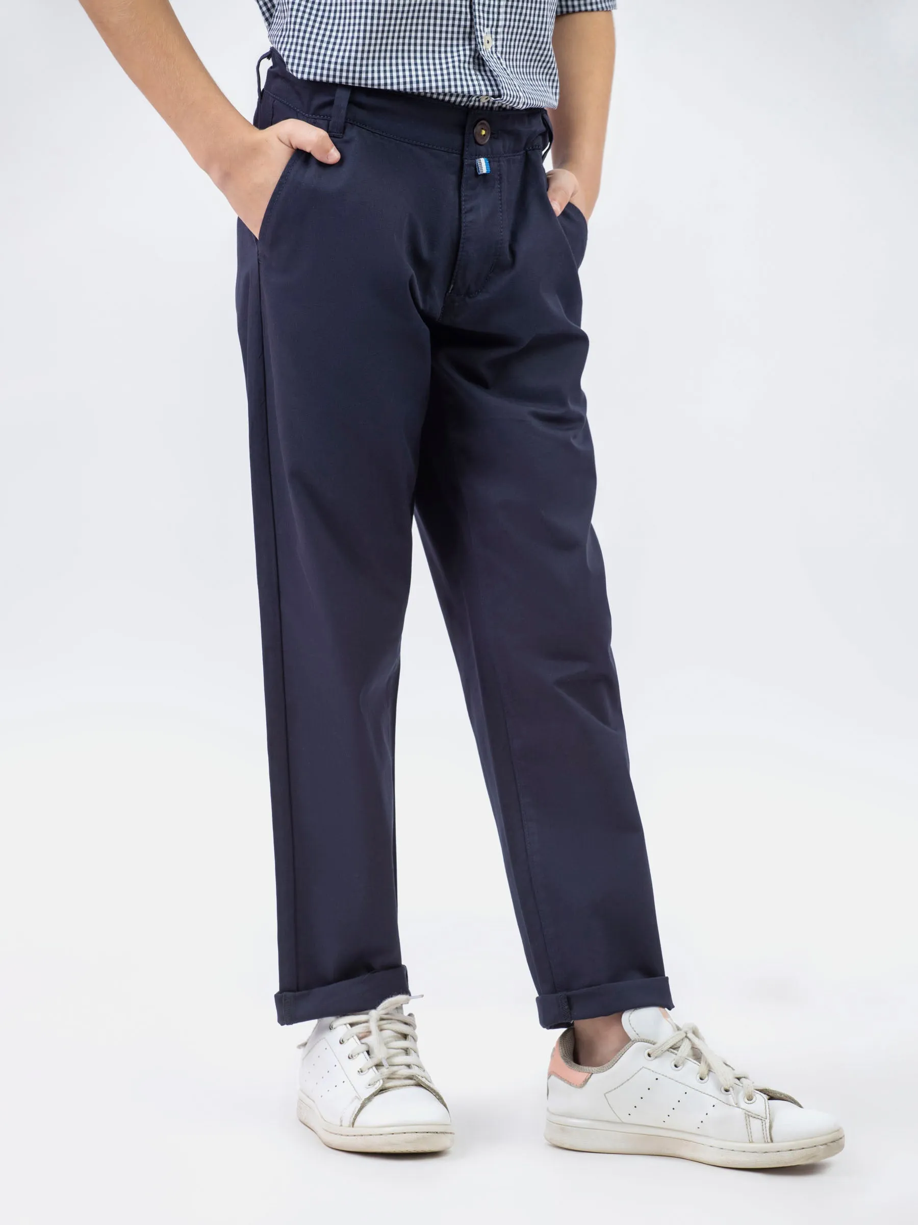 Navy Blue Twill Casual Chino Trouser