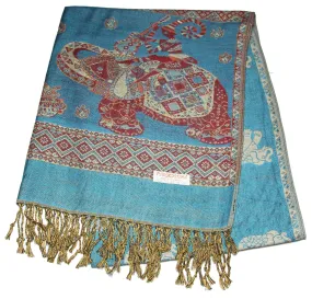 Nepal Hand Made Pashmina Shawl Scarf Light Blue