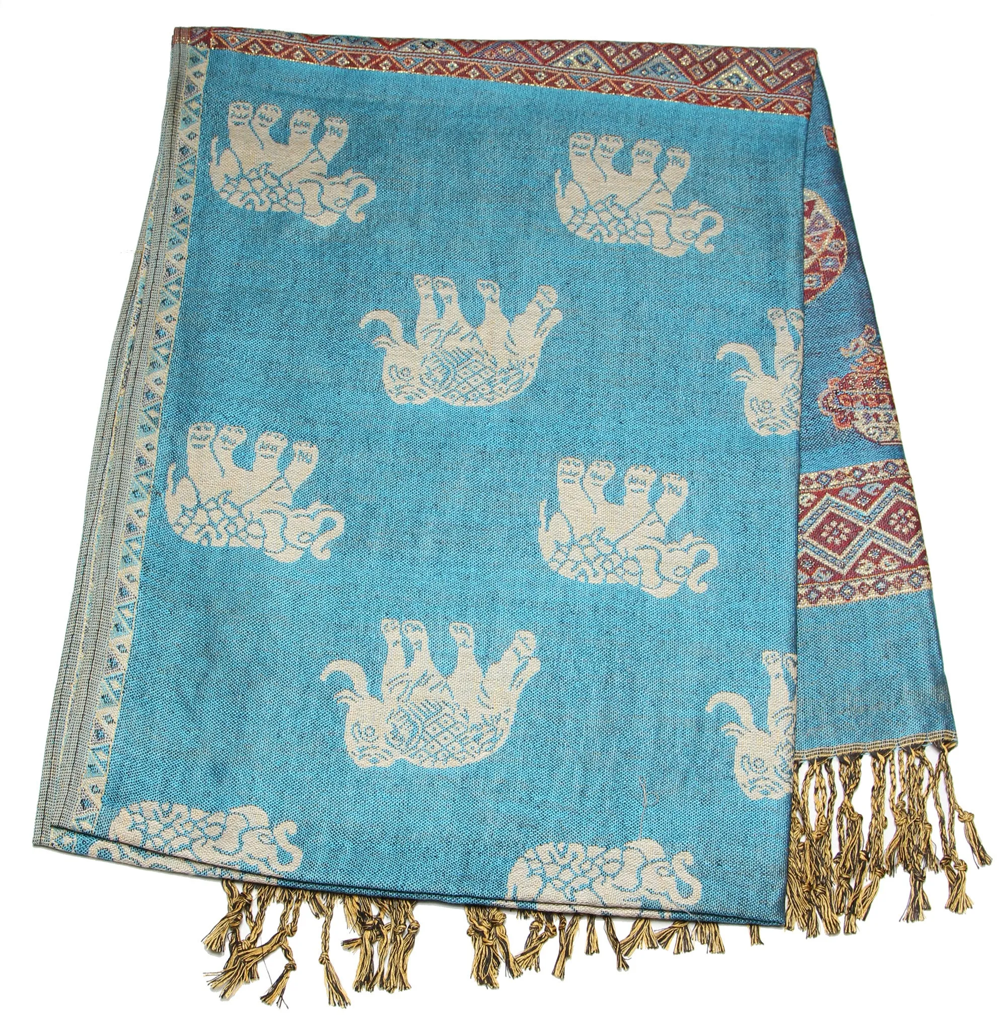 Nepal Hand Made Pashmina Shawl Scarf Light Blue
