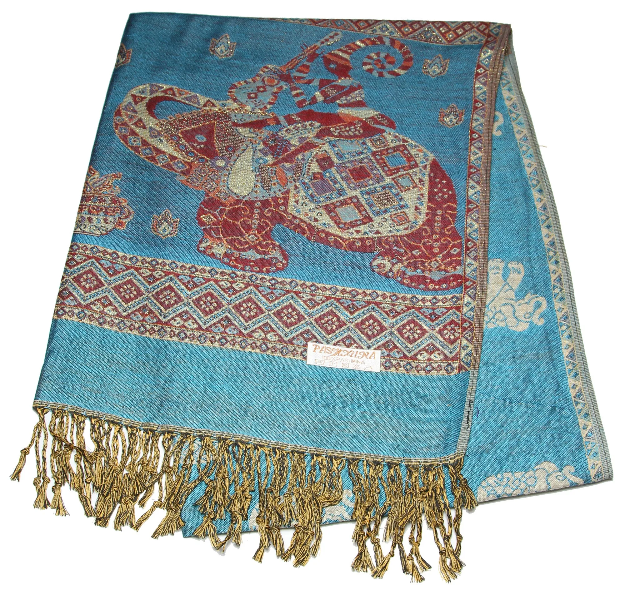 Nepal Hand Made Pashmina Shawl Scarf Light Blue