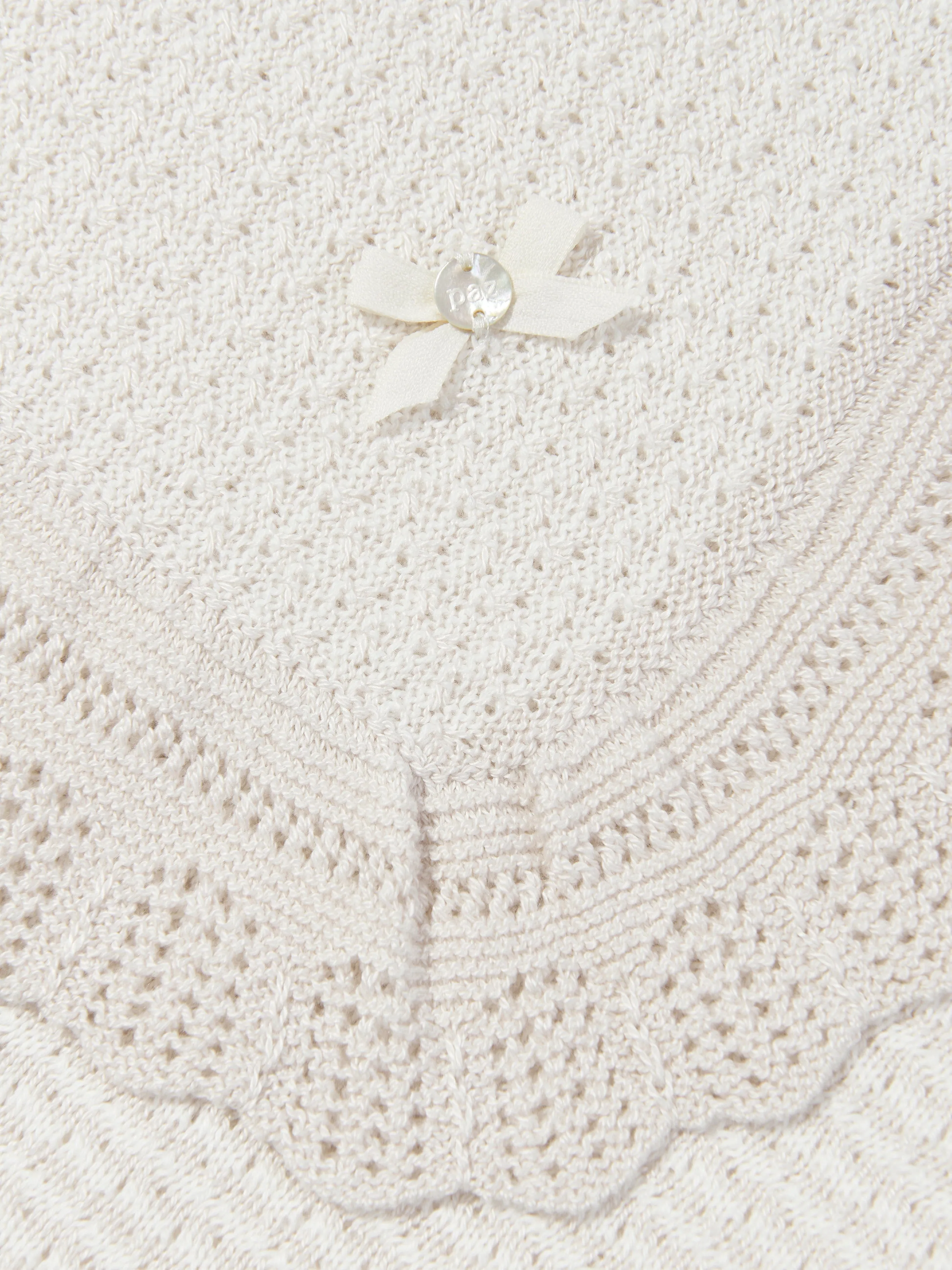 Paz Rodriguez Baby Knitted Shawl in Ivory