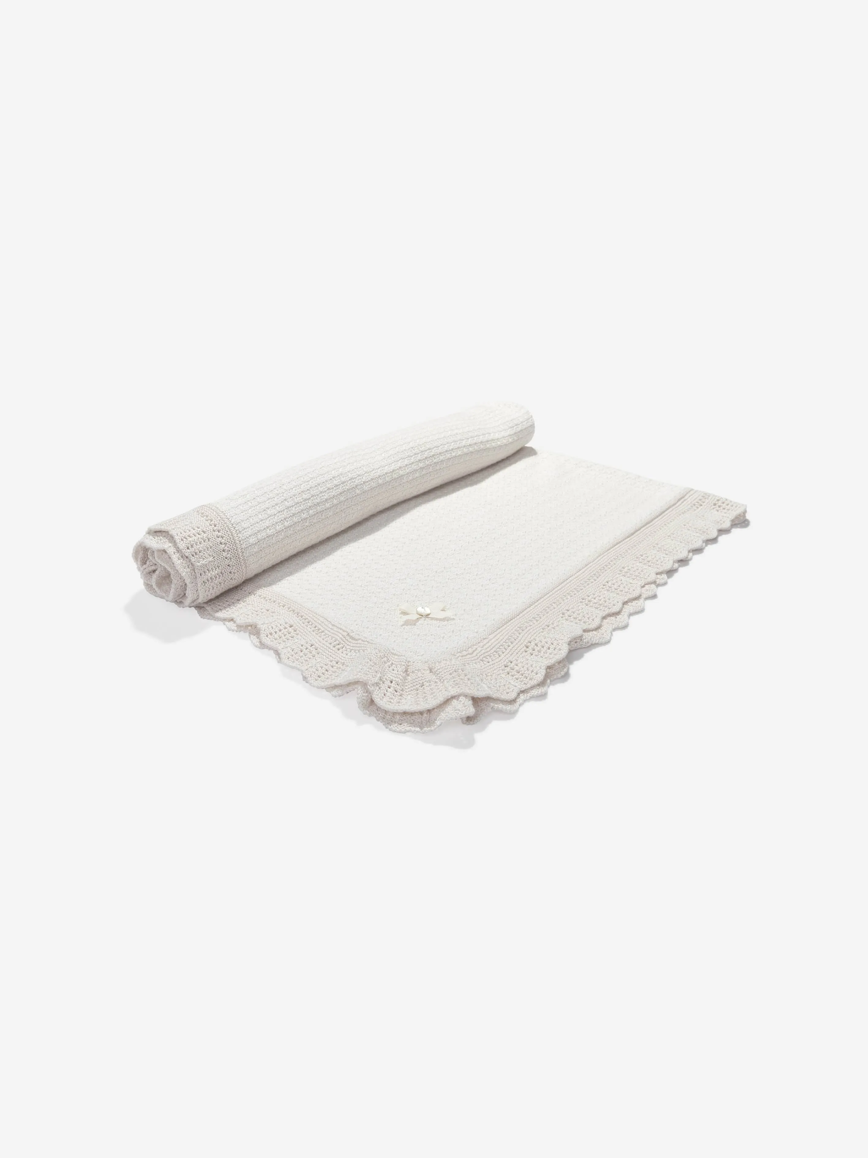 Paz Rodriguez Baby Knitted Shawl in Ivory