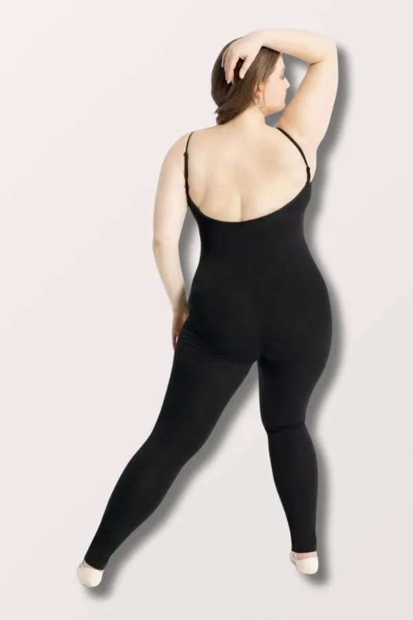 Pinch Front Adjustable Strap Camisole Leotard - Black