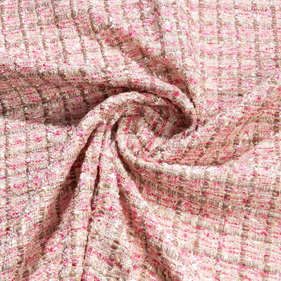Pink, Beige & Cream Woven Microfibre Bouclé