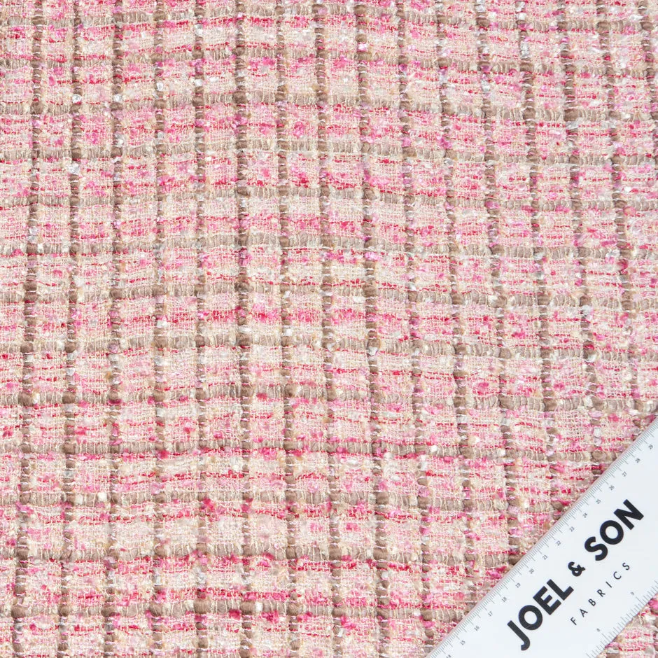 Pink, Beige & Cream Woven Microfibre Bouclé
