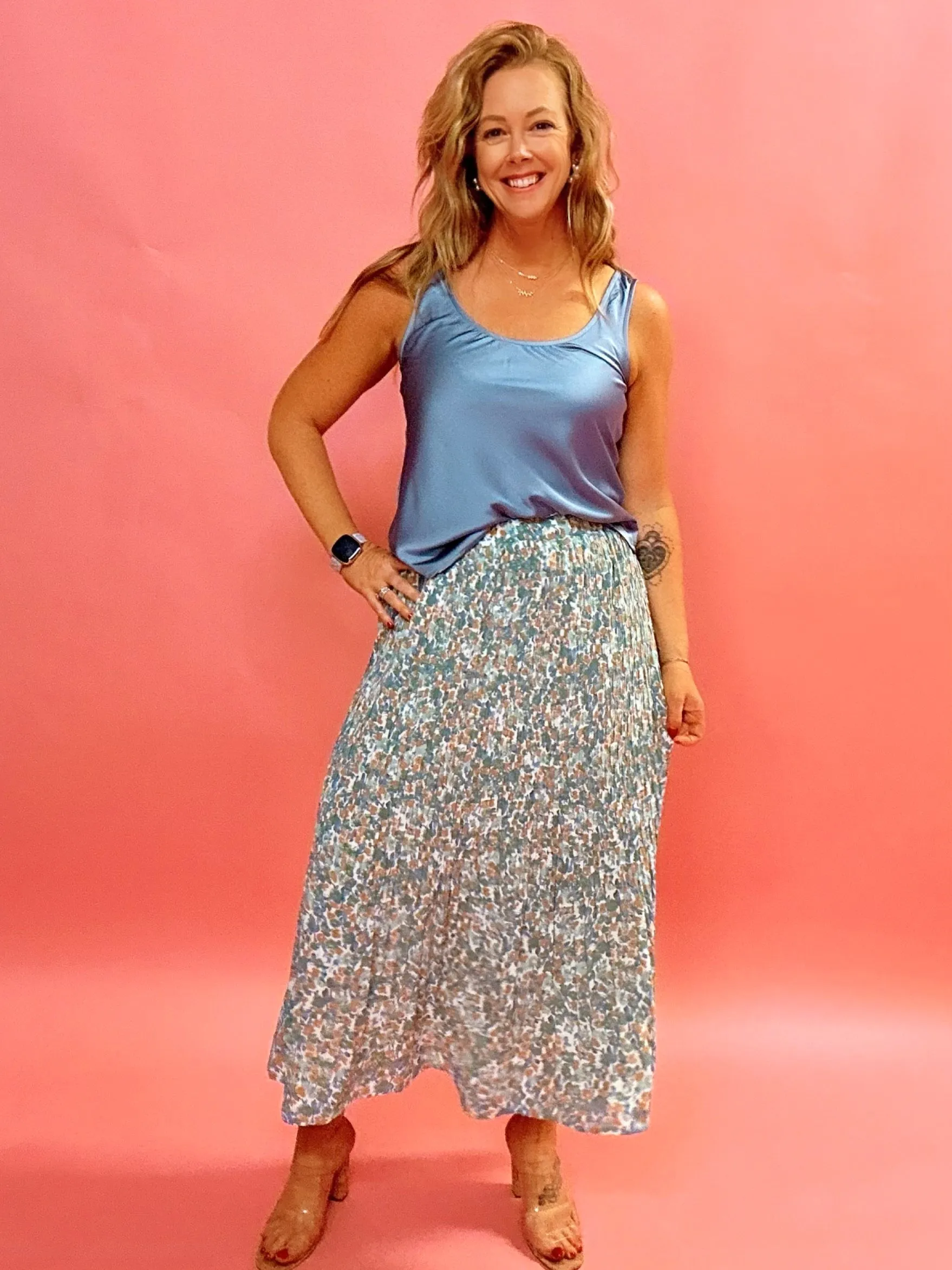 Posie High Rise Maxi Skirt in Sage Green