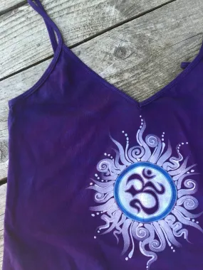 Purple and Blue Om - Batik Print Camisole