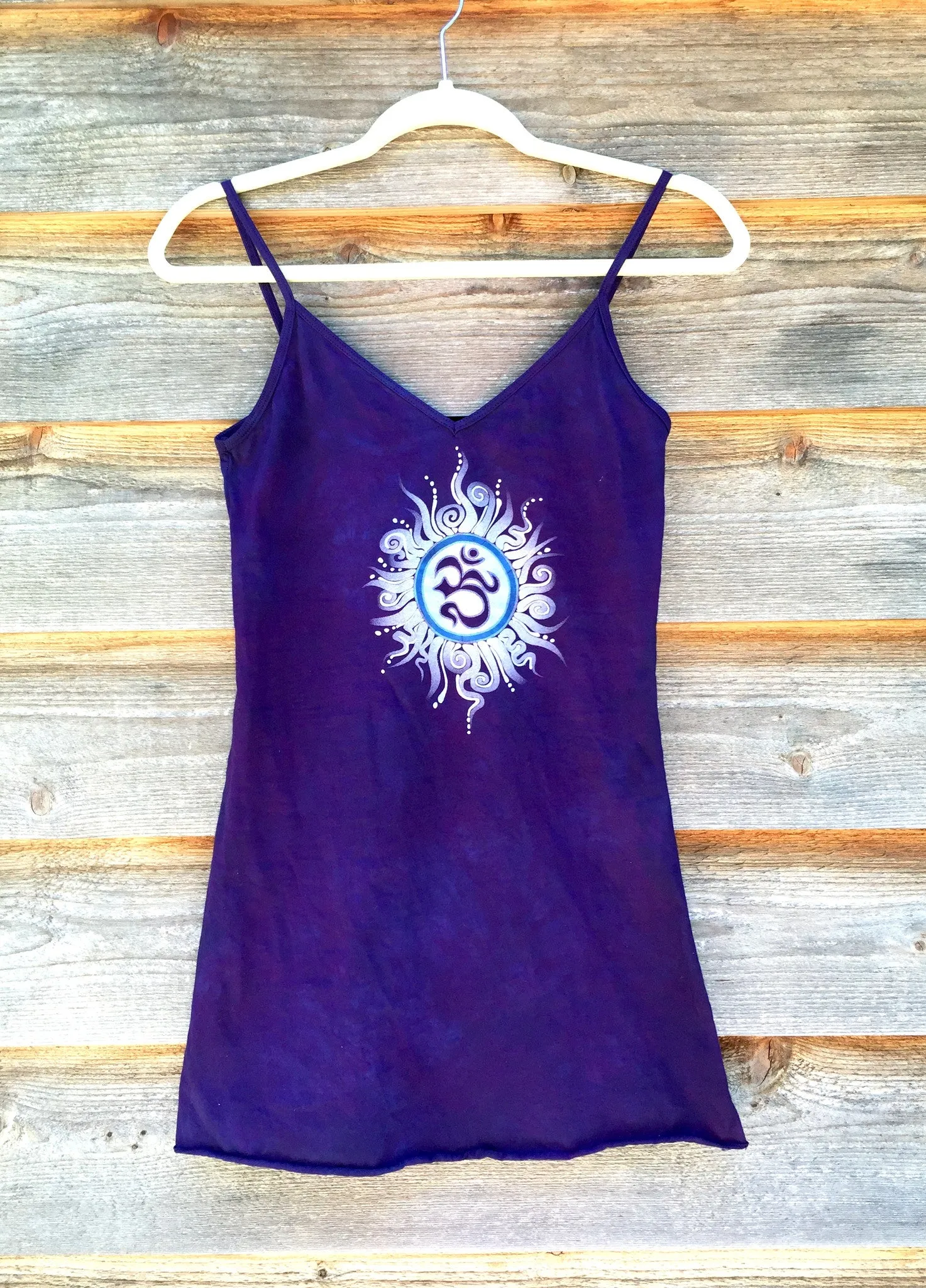 Purple and Blue Om - Batik Print Camisole