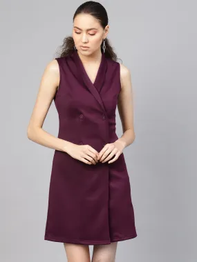 Purple Sleeveless Blazer Dress