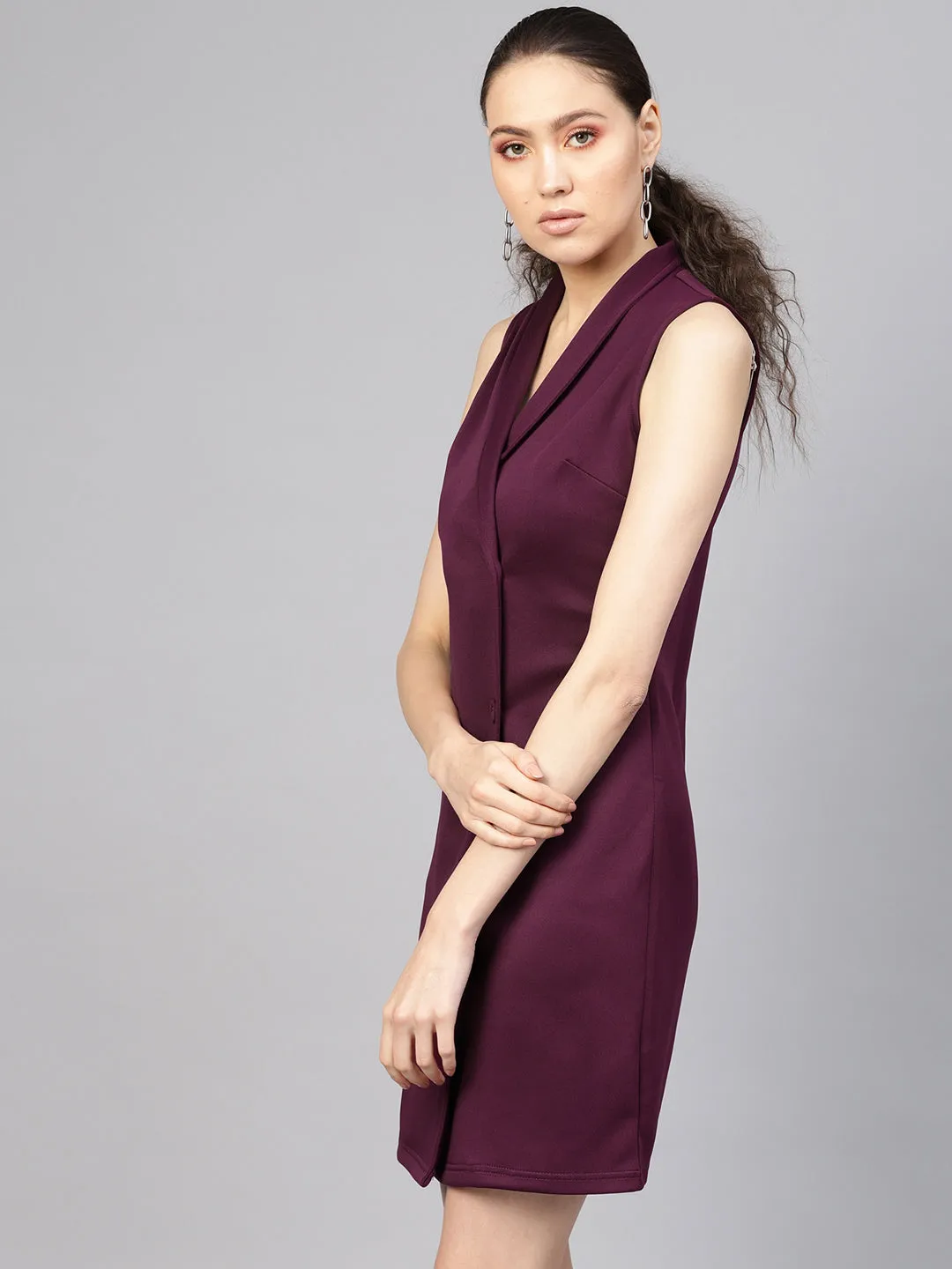 Purple Sleeveless Blazer Dress