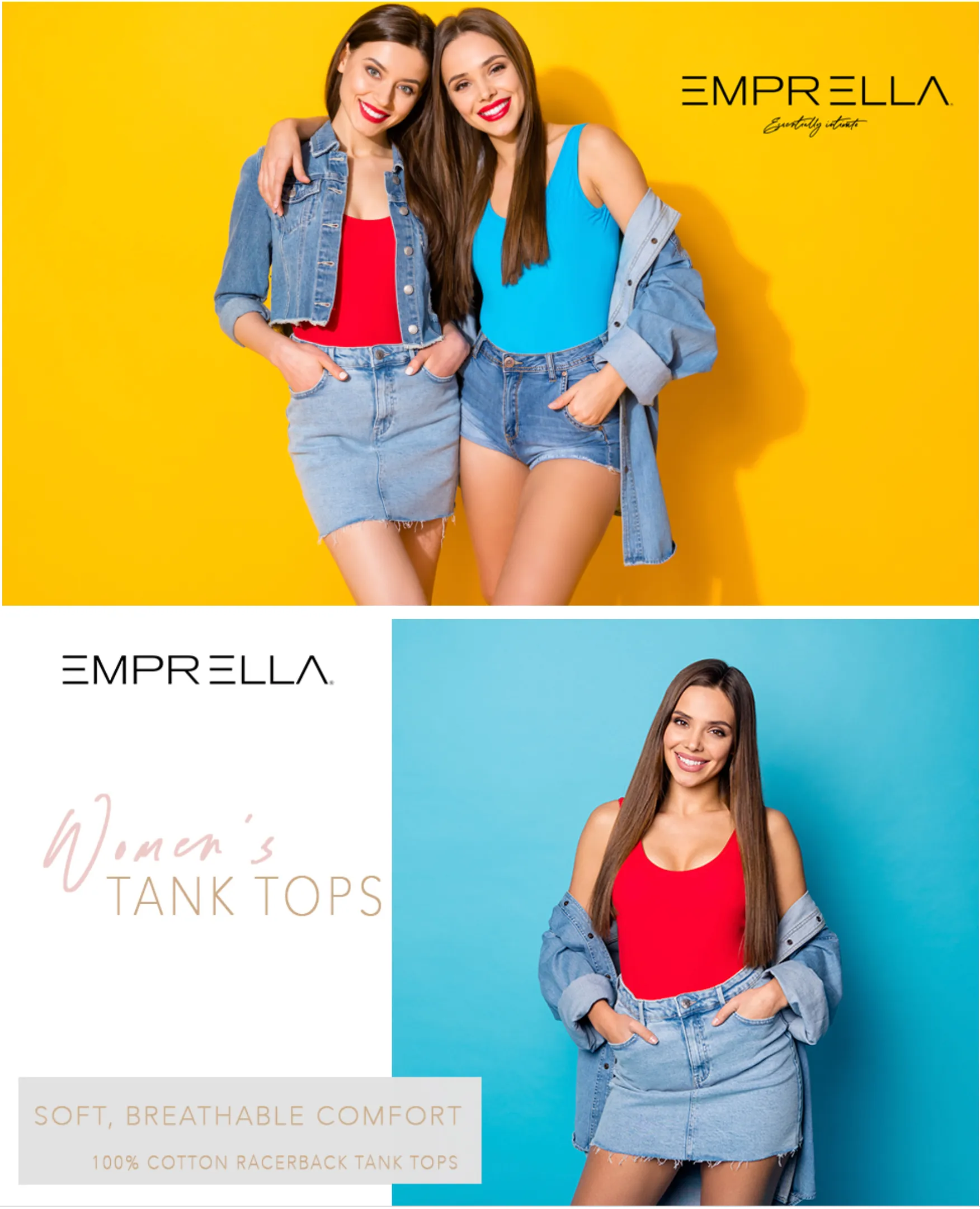 Racerback Colorful Tank Tops - 4 Bright Assorted TackTop Packs