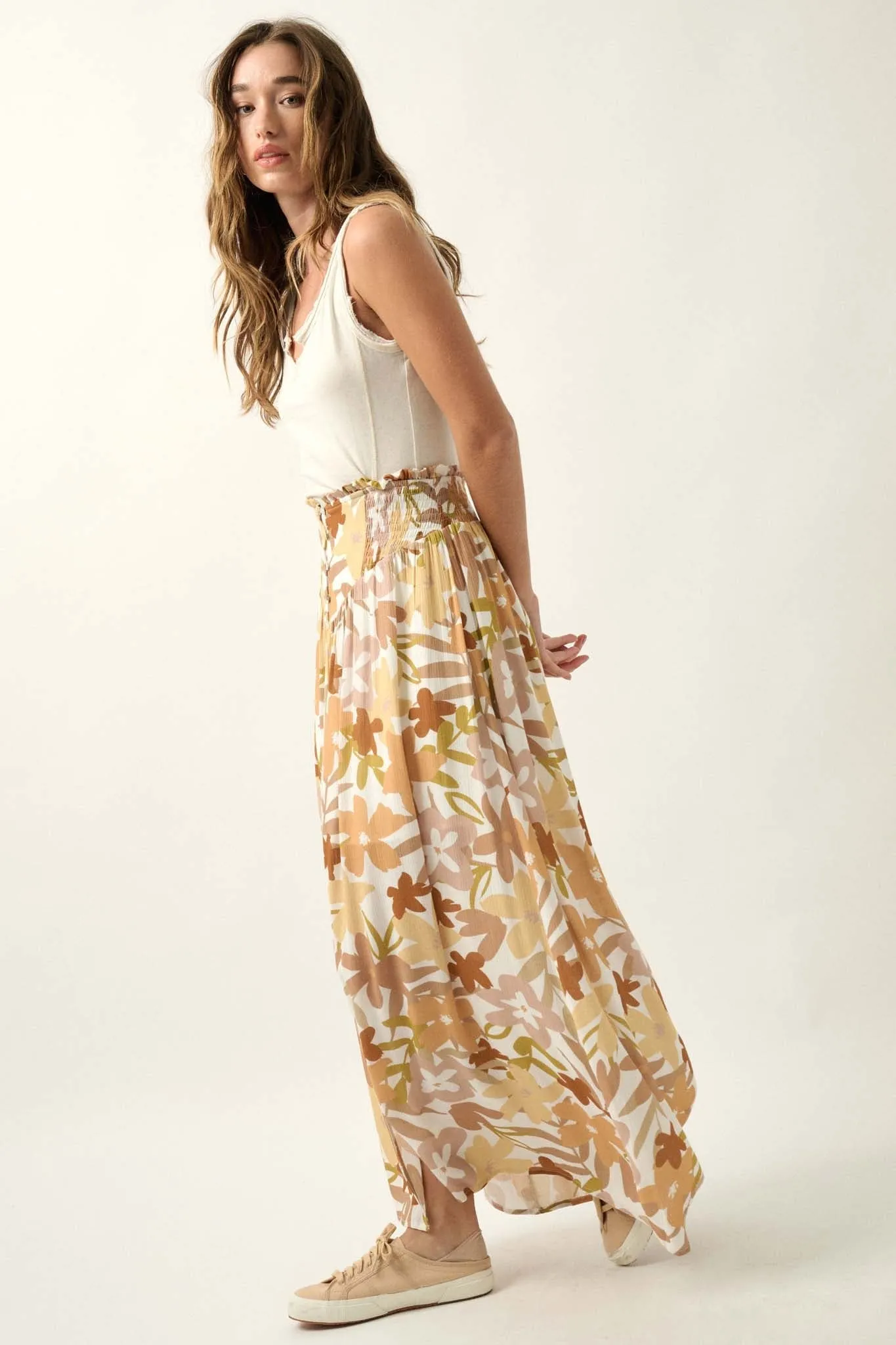 Rainforest Flowers Floral High-Waist Maxi Skirt