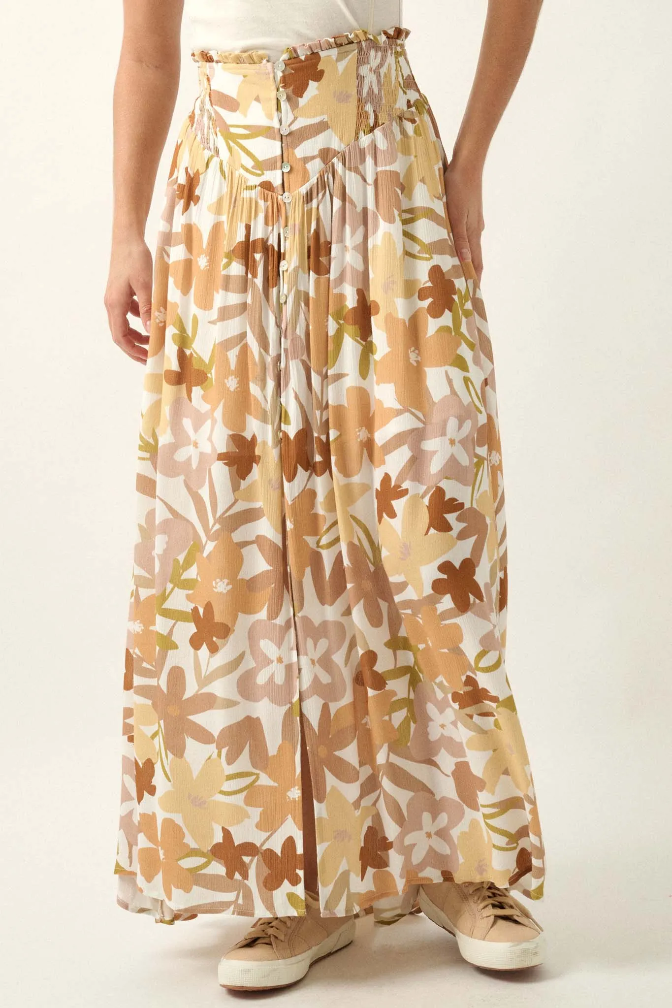 Rainforest Flowers Floral High-Waist Maxi Skirt