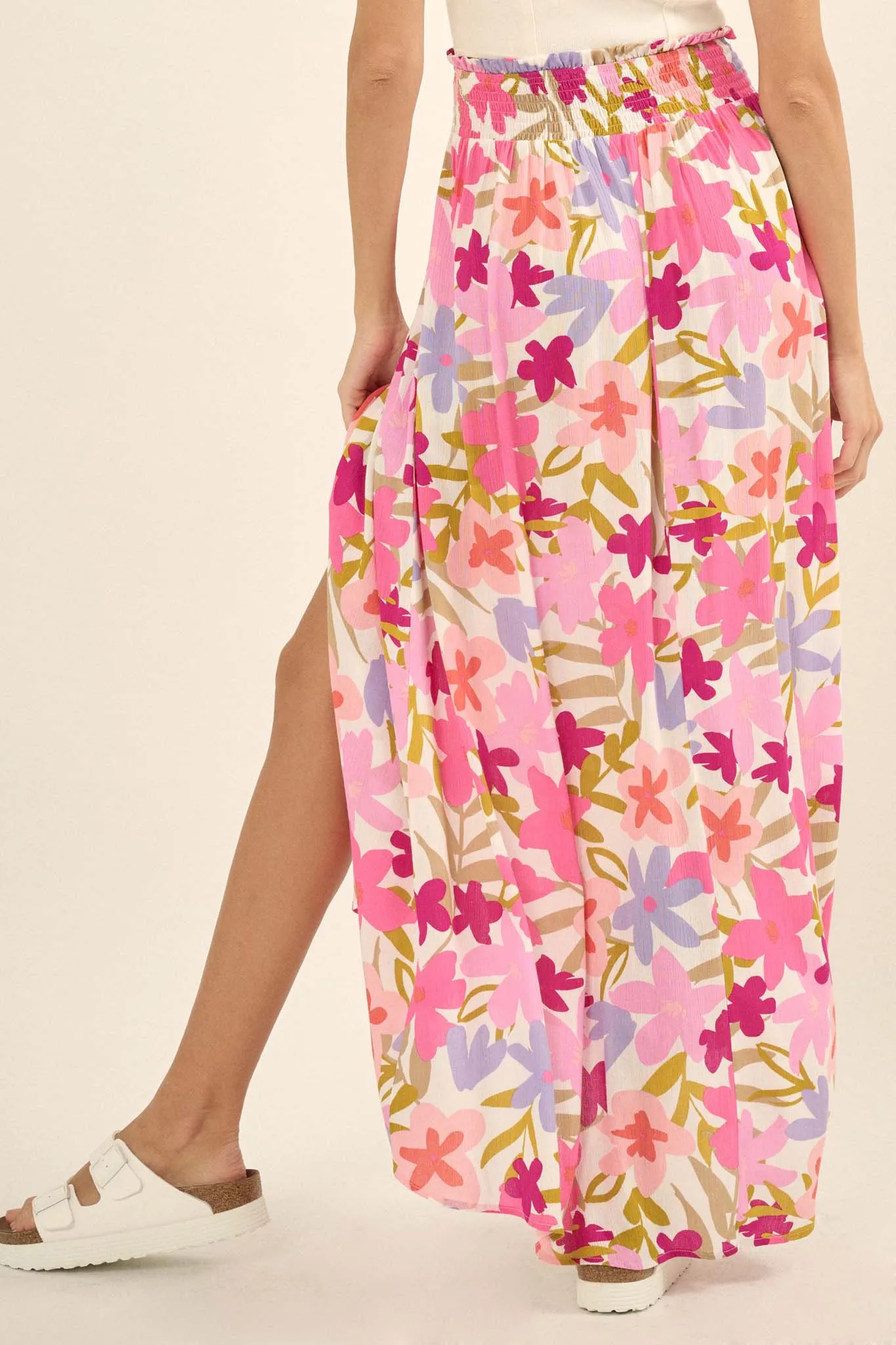Rainforest Flowers Floral High-Waist Maxi Skirt