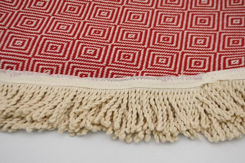 Red 100% Cotton Round Beach Towel